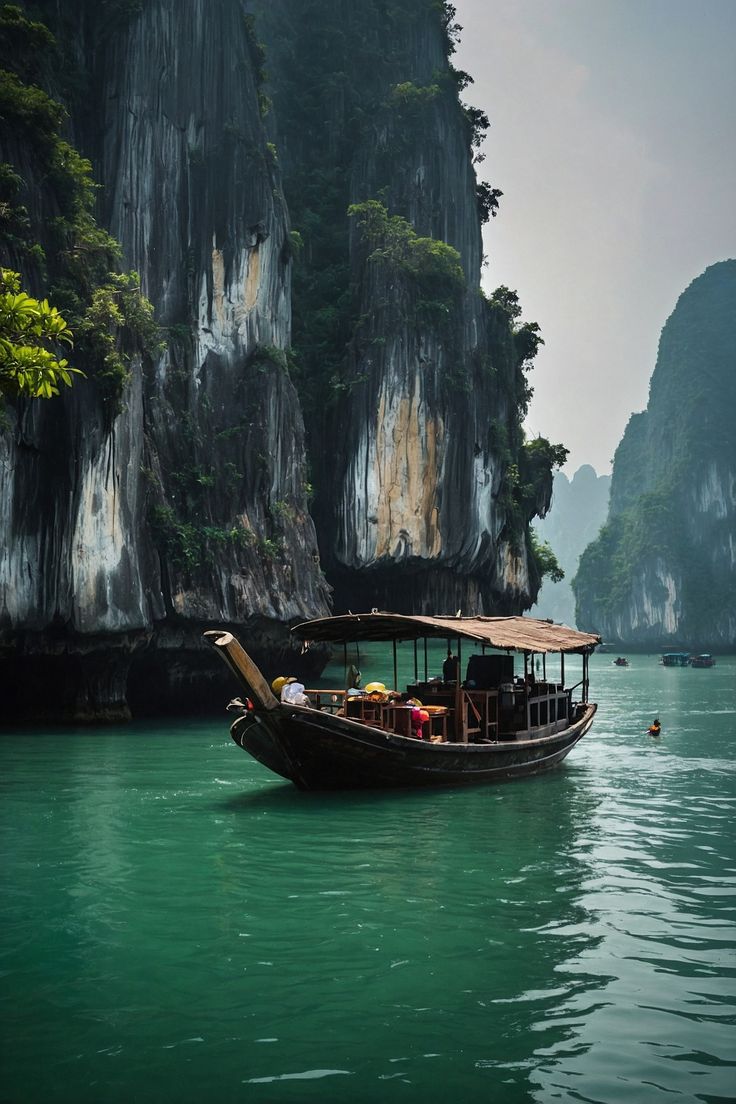 A serene boat floating on calm waters