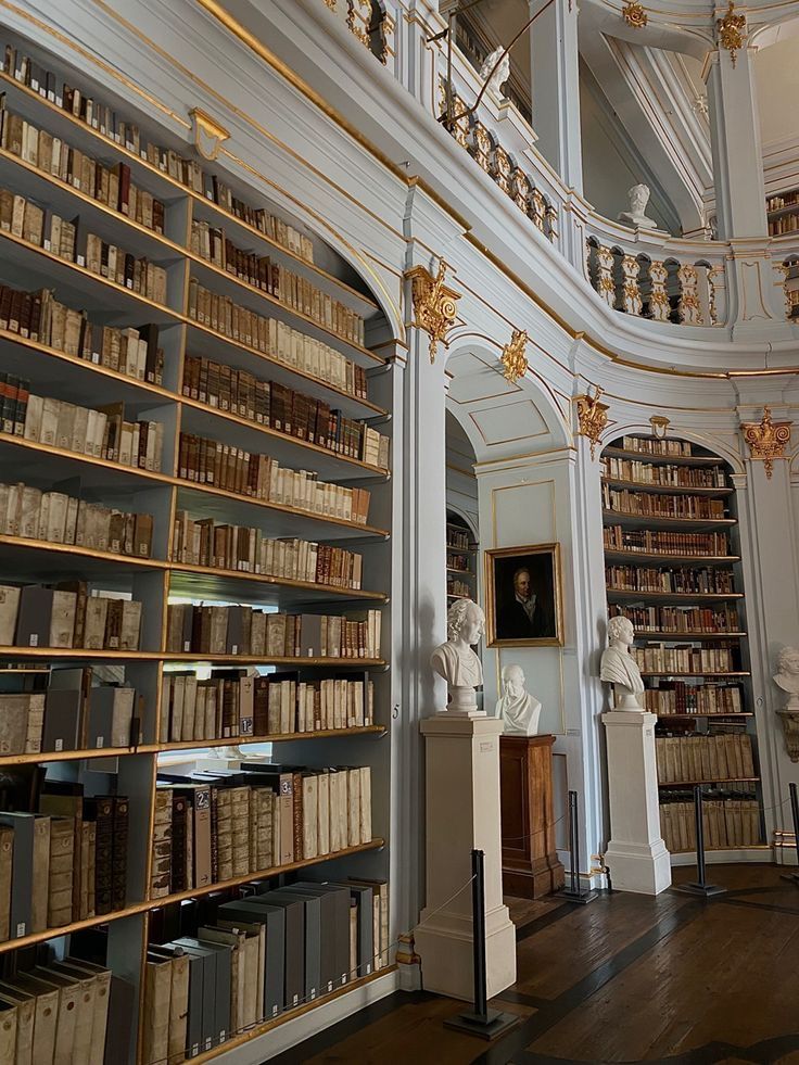 Grandiose castle library with endless bookshelves
