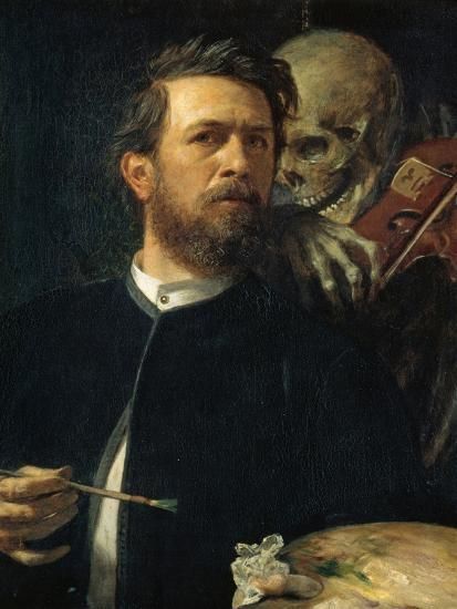 Artistic portrait with skull imagery